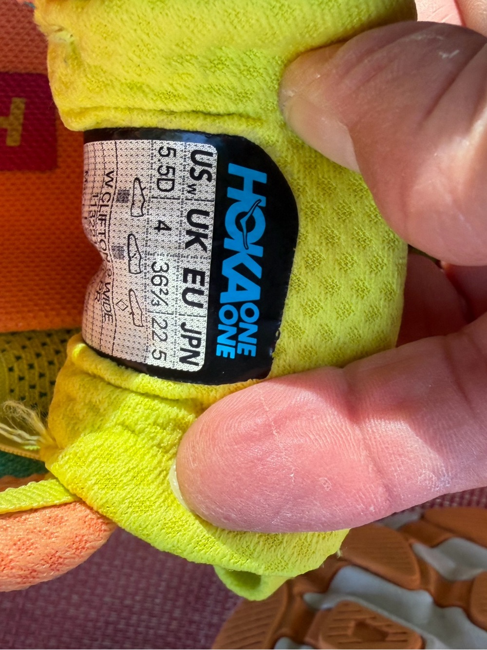Hoka Women's Teal, Yellow & Peach Athletic Running Shoes 5.5 D - Picture 10 of 10